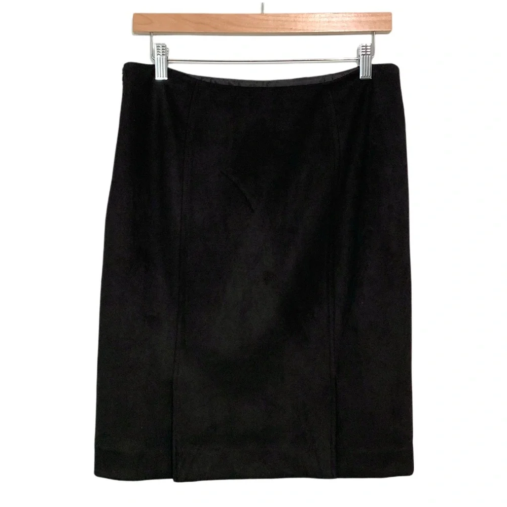 Kasper Black Micro Suede Pencil Skirt Size 8 Chic Polished Classic Basics